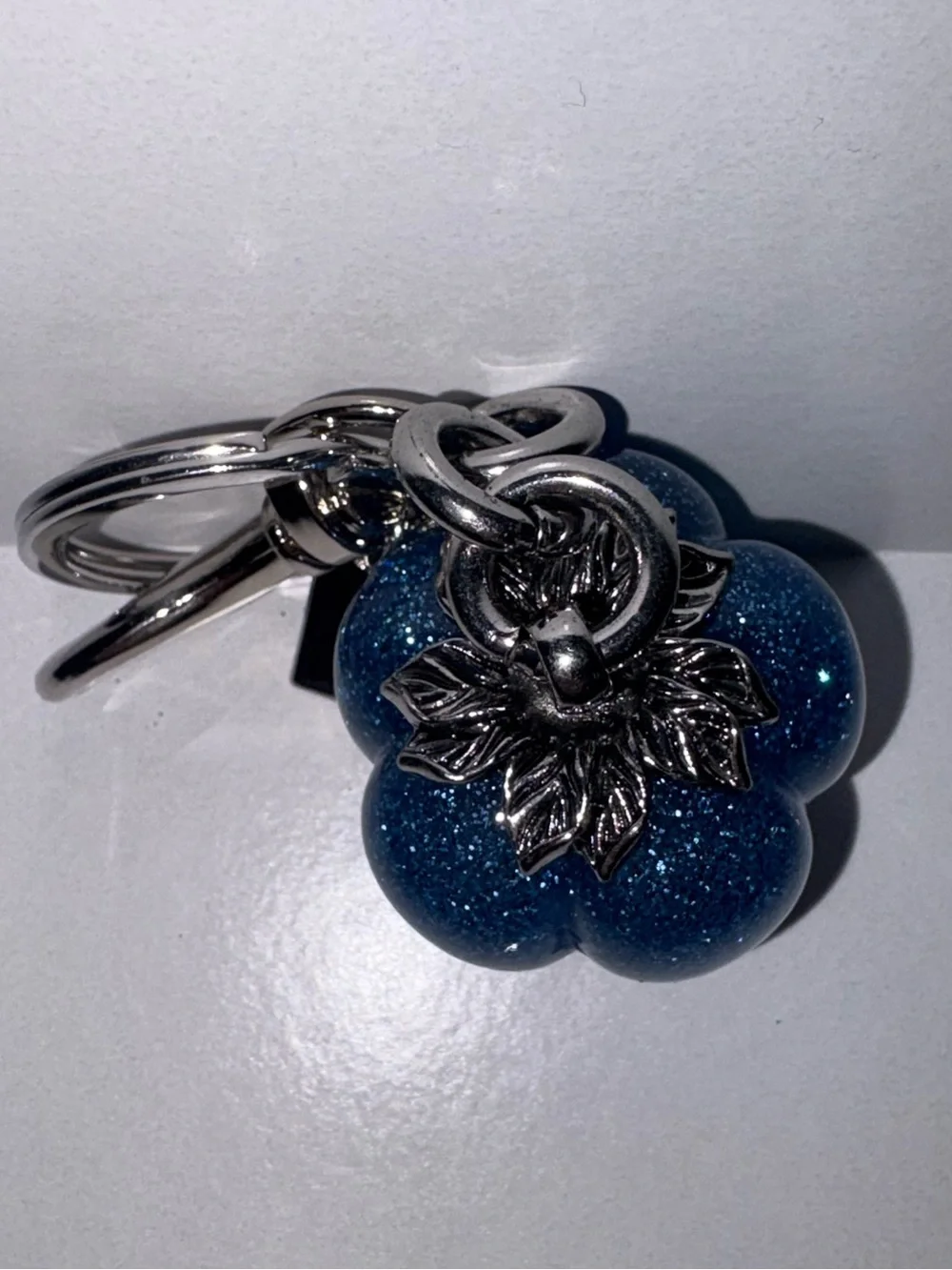 Sparkling “Out of the Blue” Pumpkin Bag Charm Keychain